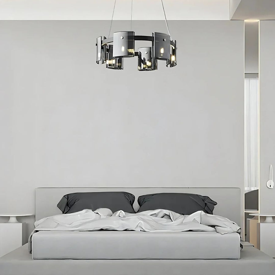 Modern csillár, Requiem Largo, 6xg9, 60 cm átmérőjű, fekete, állítható magasság