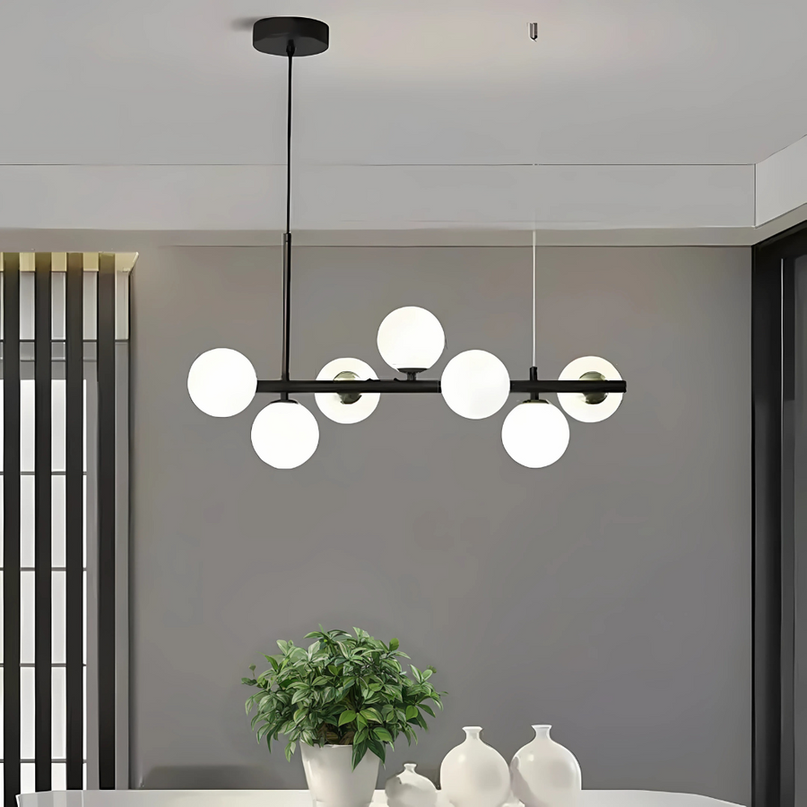 A vágy modern tetőtéri pavilon izzóval, 7x G9, fekete fehér, fém, állítható magasság