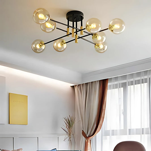 Kerek lámpás, penthouse Grand, 8xe27, aranyfekete, fém