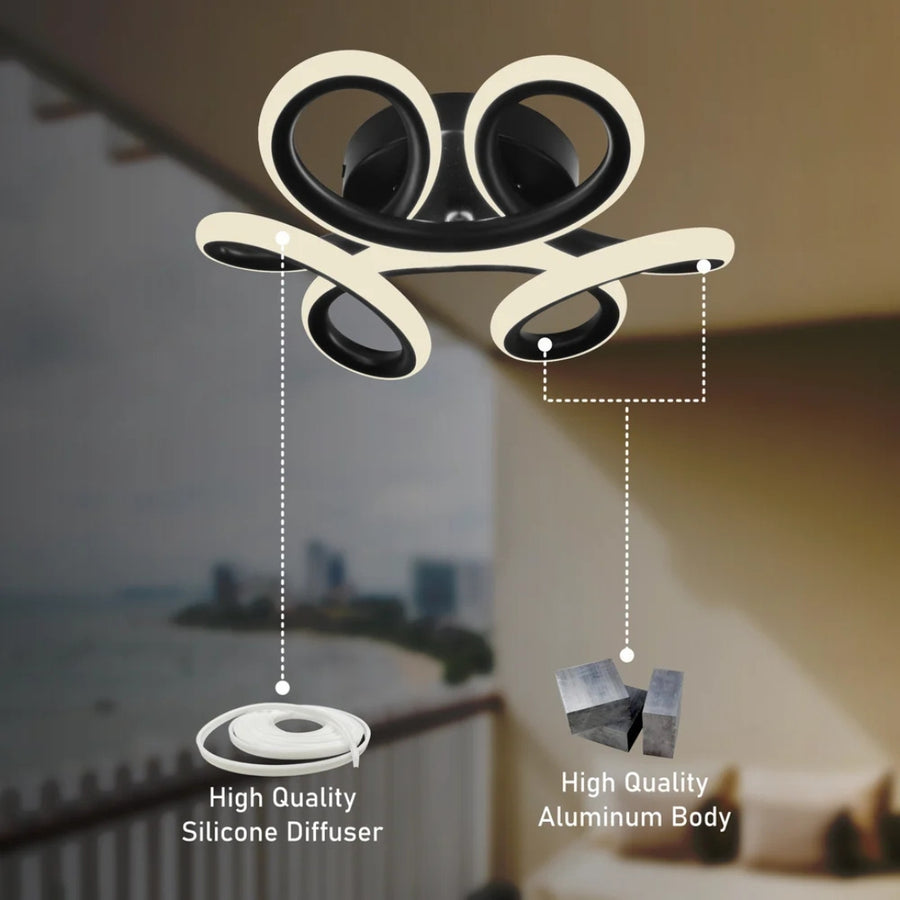 LED LED Vertex Helix, 44W, hullámos, hideg/forró/semleges fény, fekete
