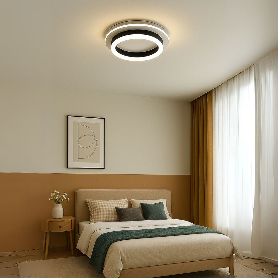 Modern 24W LED -es csillár, 20 cm átmérőjű, kerek, hideg/forró/semleges fény, fekete
