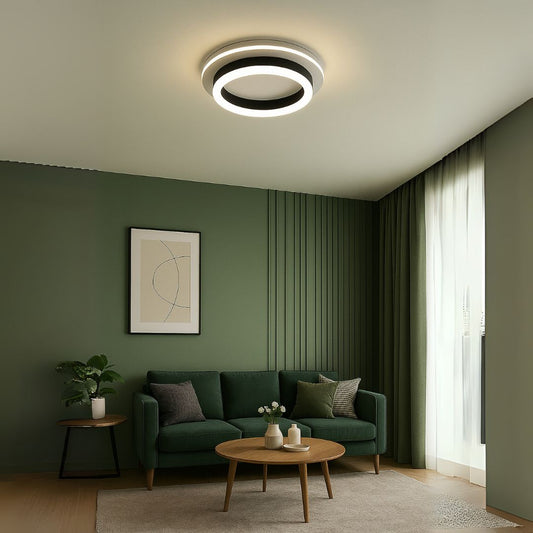 Modern 24W LED -es csillár, 20 cm átmérőjű, kerek, hideg/forró/semleges fény, fekete
