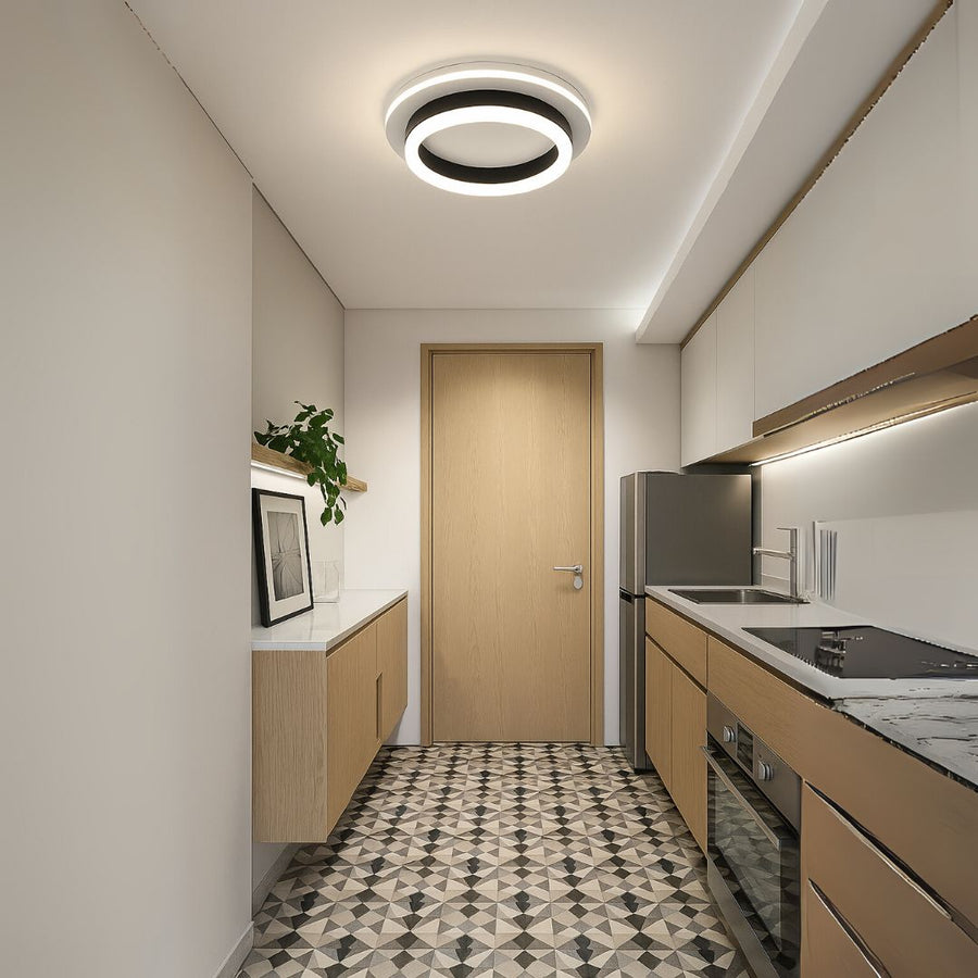 Modern 24W LED -es csillár, 20 cm átmérőjű, kerek, hideg/forró/semleges fény, fekete