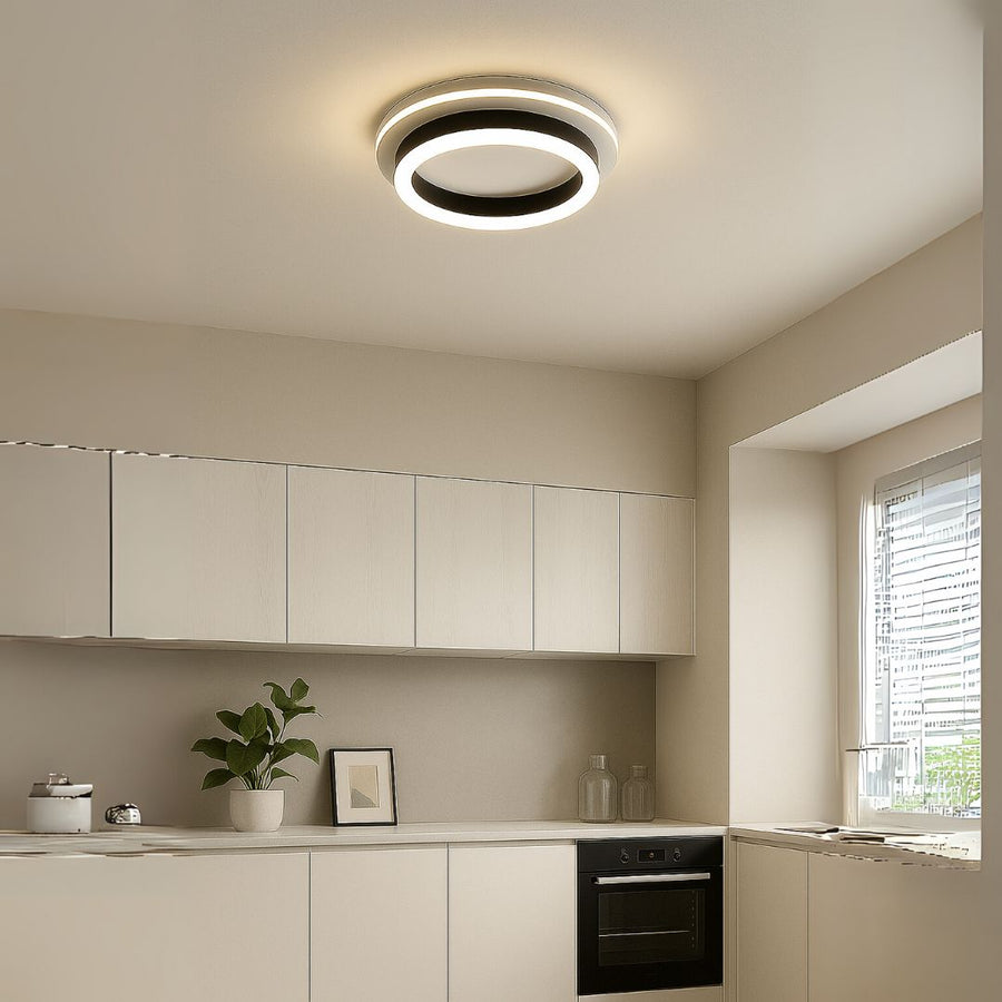 Modern 24W LED -es csillár, 20 cm átmérőjű, kerek, hideg/forró/semleges fény, fekete