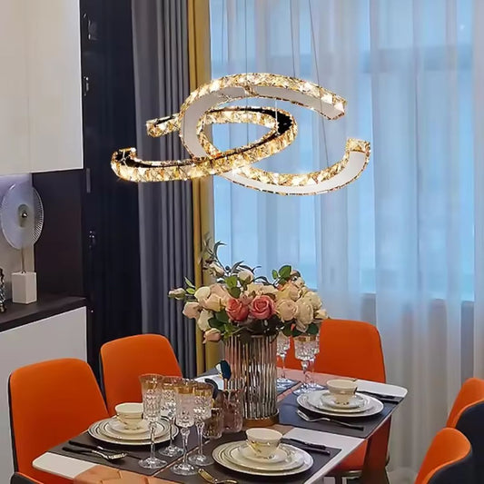LED -csillár távirányító prizmával, 40W, 2 kör, hideg/forró/semleges fény, instabil, ezüst, állítható magasság