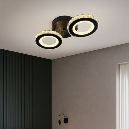 LED -csillár távirányítóval és Crystal Nova Rotonda 29W, 2 kör, hideg/forró/semleges fény, instabil, fekete