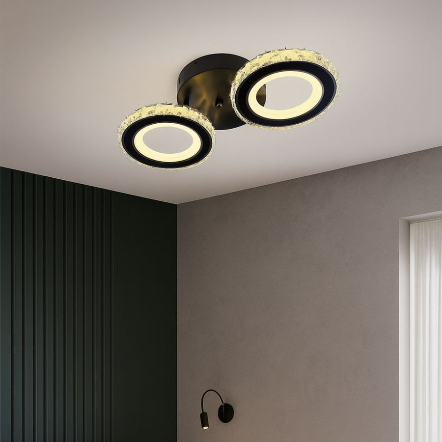 LED -csillár távirányítóval és Crystal Nova Rotonda 29W, 2 kör, hideg/forró/semleges fény, instabil, fekete