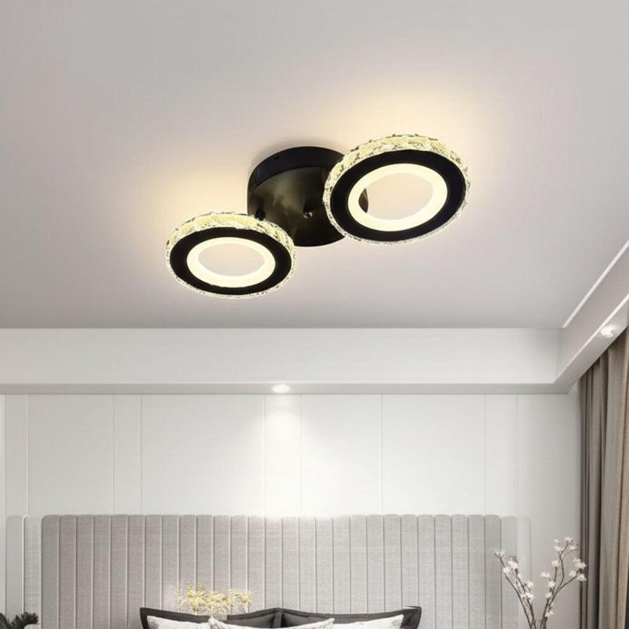 LED -csillár távirányítóval és Crystal Nova Rotonda 29W, 2 kör, hideg/forró/semleges fény, instabil, fekete