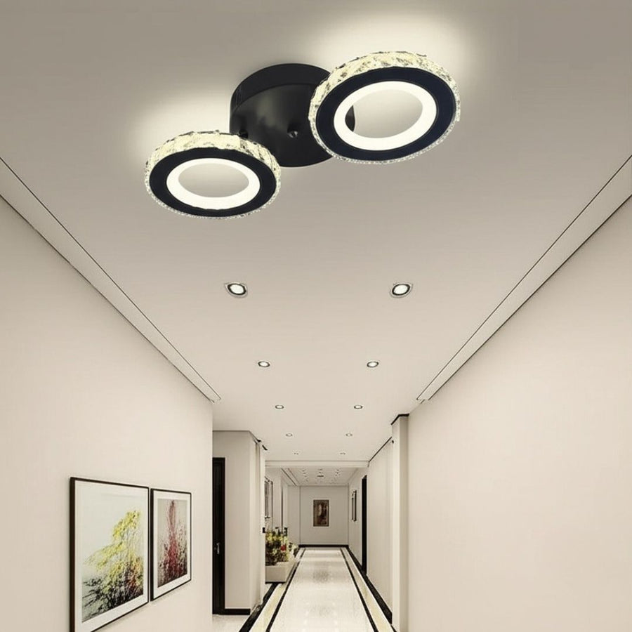 LED -csillár távirányítóval és Crystal Nova Rotonda 29W, 2 kör, hideg/forró/semleges fény, instabil, fekete