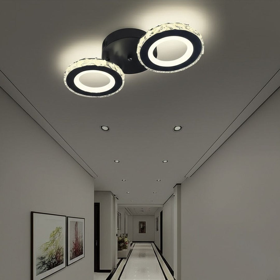 LED -csillár távirányítóval és Crystal Nova Rotonda 29W, 2 kör, hideg/forró/semleges fény, instabil, fekete