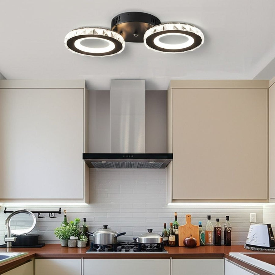 LED -csillár távirányítóval és Crystal Nova Rotonda 29W, 2 kör, hideg/forró/semleges fény, instabil, fekete