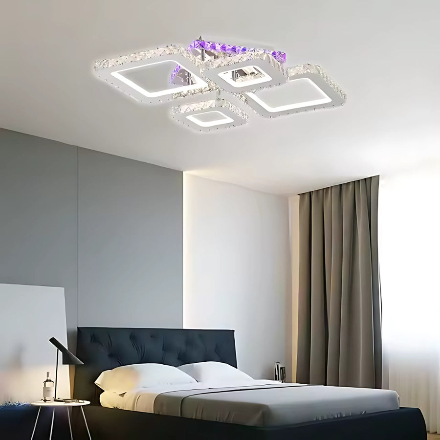 LED -csillár távirányítóval és Crystal Nova Rhomba RGB 60W, 4 négyzet