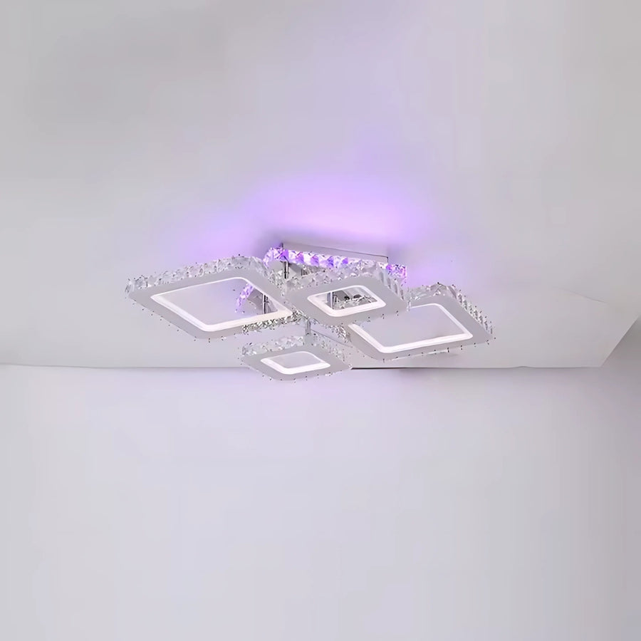 LED -csillár távirányítóval és Crystal Nova Rhomba RGB 60W, 4 négyzet