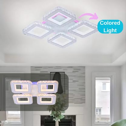 LED -csillár távirányítóval és Crystal Leila RGB 79W, 4 négyzet