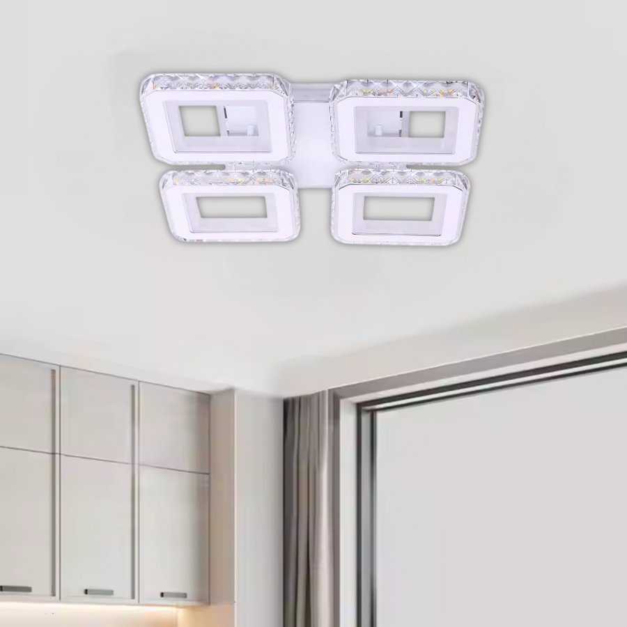 LED -csillár távirányítóval és Crystal Leila RGB 79W, 4 négyzet