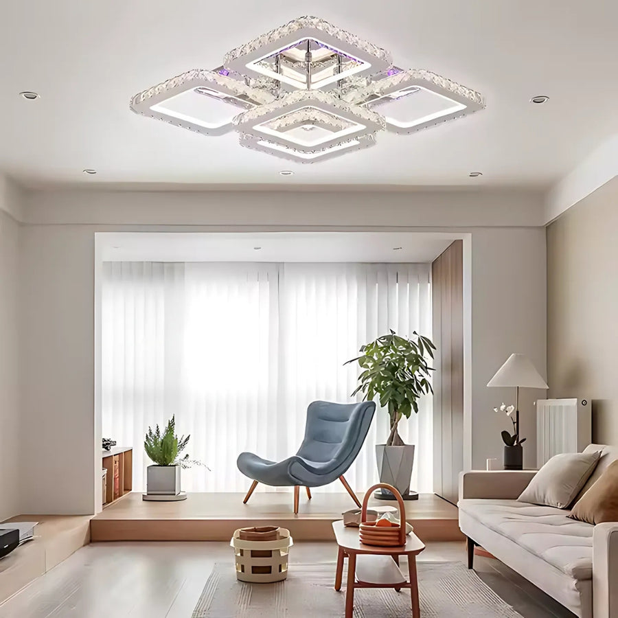 LED -vágy távirányítóval Crystal Quadria Supremo RGB, 148W, 5 négyzet
