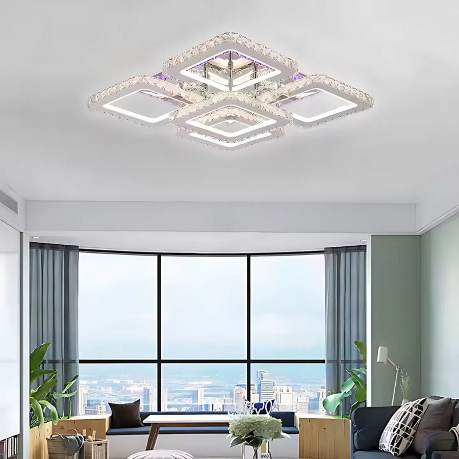LED -vágy távirányítóval Crystal Quadria Supremo RGB, 148W, 5 négyzet