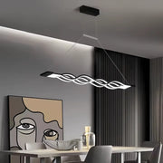 LED -csillár felfüggesztve a 76W -os hullámvezérlővel, hideg/forró/semleges fény, instabil, fekete, állítható magasság