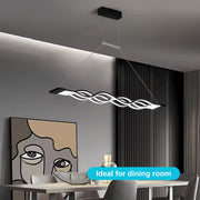 LED -csillár felfüggesztve a 76W -os hullámvezérlővel, hideg/forró/semleges fény, instabil, fekete, állítható magasság