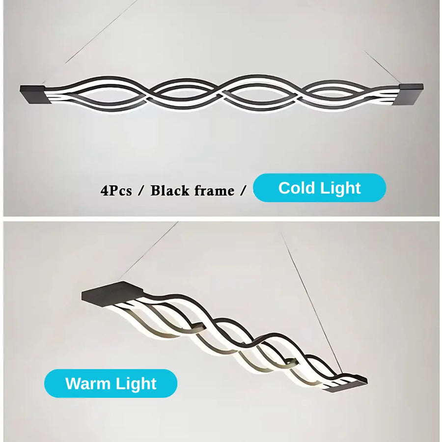 LED -csillár felfüggesztve a 76W -os hullámvezérlővel, hideg/forró/semleges fény, instabil, fekete, állítható magasság