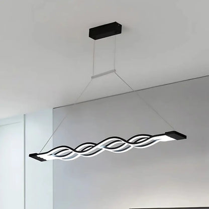 LED -csillár felfüggesztve a 76W -os hullámvezérlővel, hideg/forró/semleges fény, instabil, fekete, állítható magasság