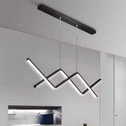LED -csillár, amely felfüggesztette a 48W -os cikcakkos távirányítót, hideg/forró/semleges fény, instabil, fekete, állítható magasság