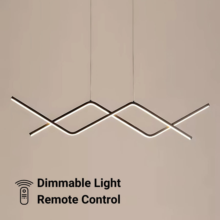 LED -csillár, amely felfüggesztette a 48W -os cikcakkos távirányítót, hideg/forró/semleges fény, instabil, fekete, állítható magasság