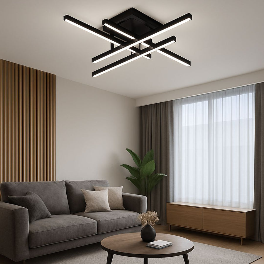 LED -csillár Aroldo távirányítóval, 43W, dimable, fekete
