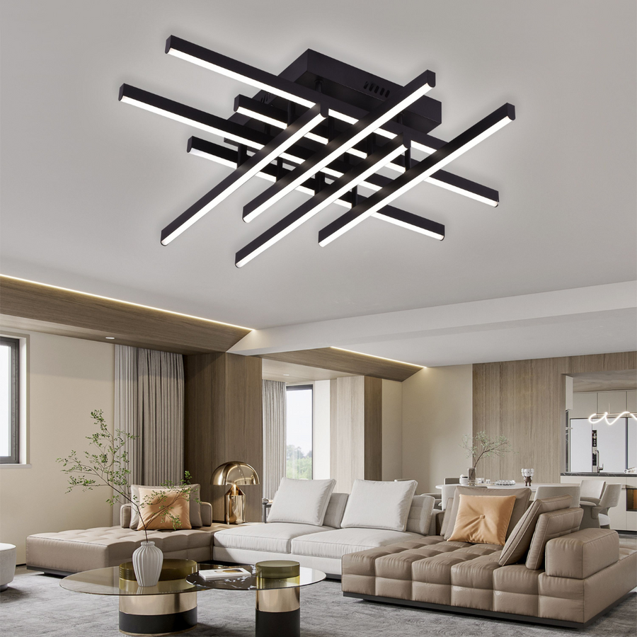 LED -csillár Aroldo távirányítóval, 90W, 8 elem, hideg/forró/semleges fény, instabil, fekete