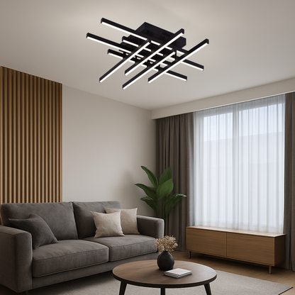 LED -csillár Aroldo távirányítóval, 90W, 8 elem, hideg/forró/semleges fény, instabil, fekete