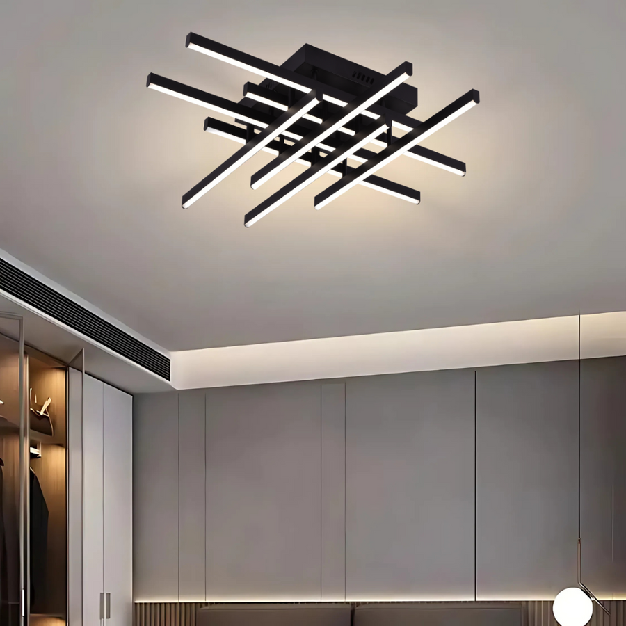LED -csillár Aroldo távirányítóval, 90W, 8 elem, hideg/forró/semleges fény, instabil, fekete