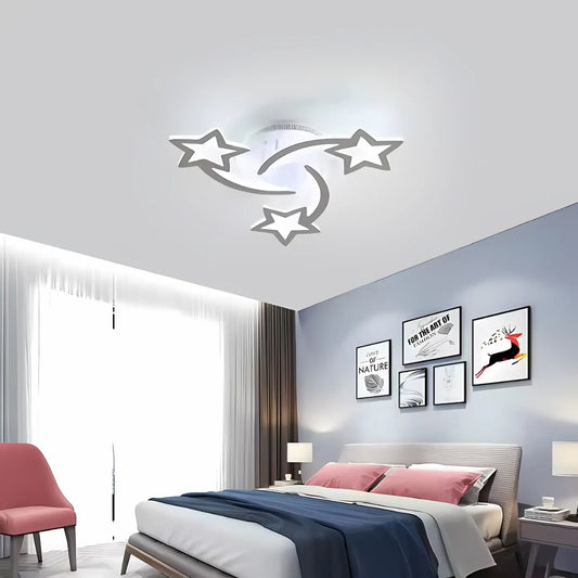 LED -csillár a Hypomoa 48W távirányítóval, 3 csillag, hideg/forró/semleges fény, instabil, fehér
