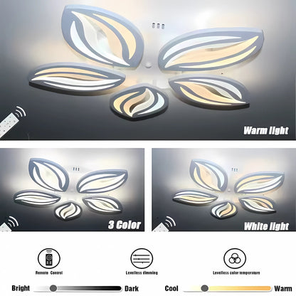 LED -csillár orchidea távirányítóval, 65W, 5 szirom, hideg/forró/semleges fény, instabil, fehér