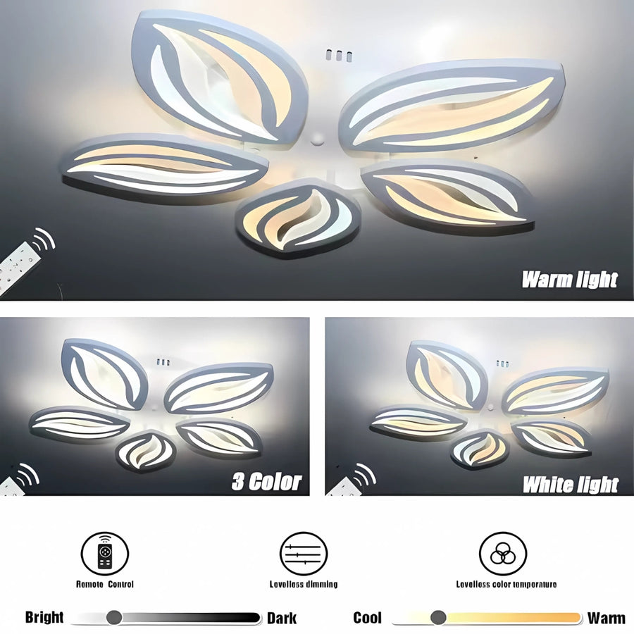 LED -csillár orchidea távirányítóval, 65W, 5 szirom, hideg/forró/semleges fény, instabil, fehér