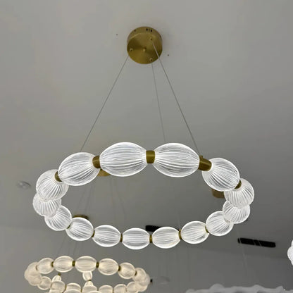 A LED -csillár felfüggesztette a Fausto II távirányítóval, 43W, hideg/forró/semleges fény, instabil, állítható magasság, arany