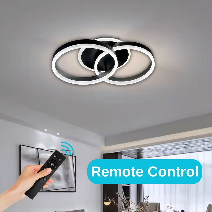 LED -csillár távirányítóval Riga Lilith 55W, 2 kör, hideg/forró/semleges fény, instabil, fekete