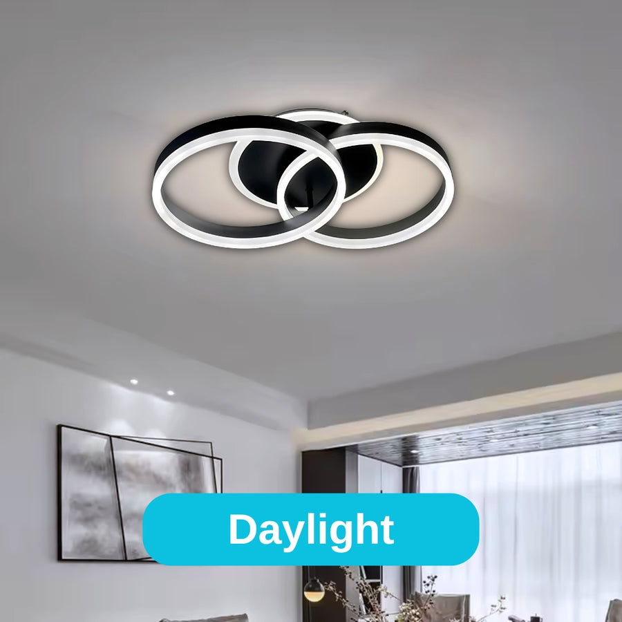 LED -csillár távirányítóval Riga Lilith 55W, 2 kör, hideg/forró/semleges fény, instabil, fekete