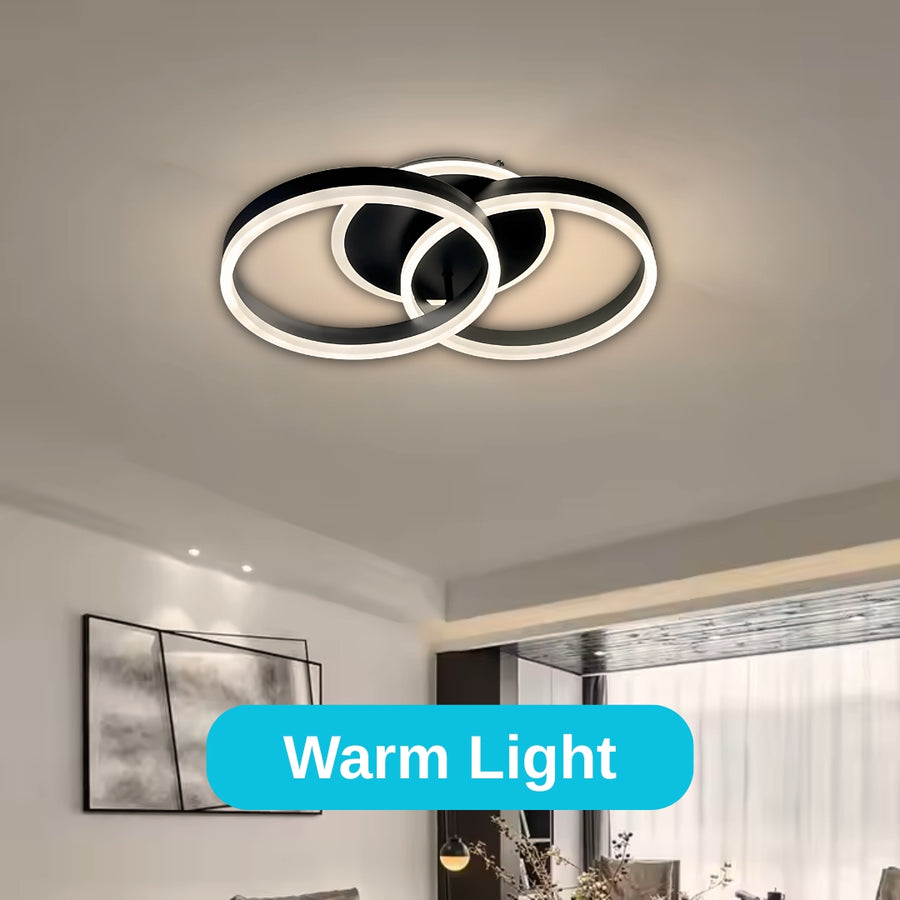 LED -csillár távirányítóval Riga Lilith 55W, 2 kör, hideg/forró/semleges fény, instabil, fekete