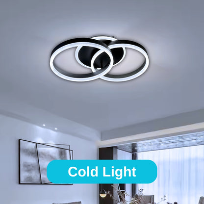 LED -csillár távirányítóval Riga Lilith 55W, 2 kör, hideg/forró/semleges fény, instabil, fekete