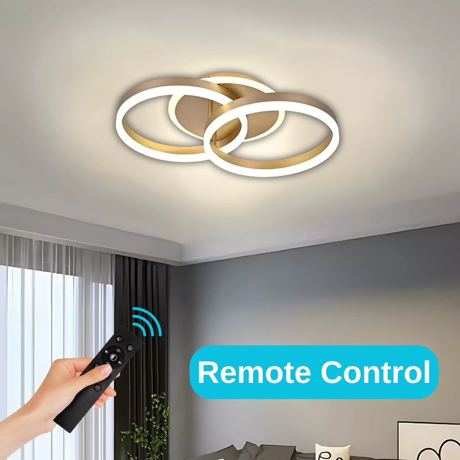 LED -csillár távirányítóval Dario 55W, 2 kör, hideg/forró/semleges fény, instabil, arany