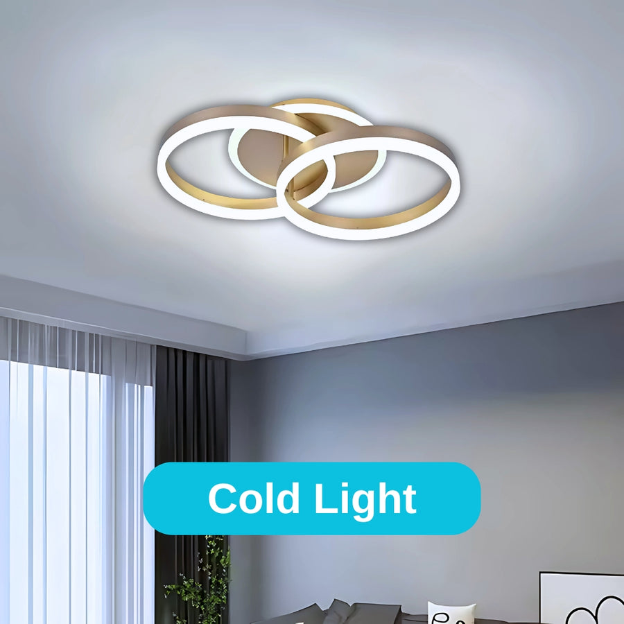 LED -csillár távirányítóval Dario 55W, 2 kör, hideg/forró/semleges fény, instabil, arany