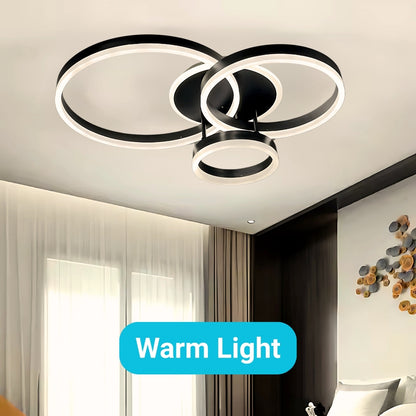 LED -csillár távirányítóval Riga Lilith, 94W, 3 kör, hideg/forró/semleges fény, instabil, fekete