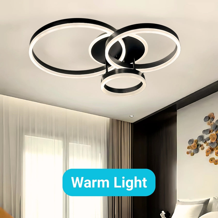 LED -csillár távirányítóval Riga Lilith, 94W, 3 kör, hideg/forró/semleges fény, instabil, fekete