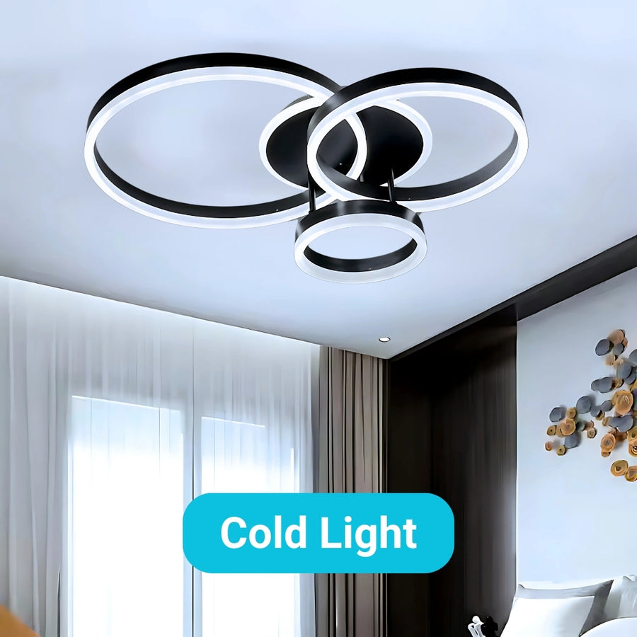LED -csillár távirányítóval Riga Lilith, 94W, 3 kör, hideg/forró/semleges fény, instabil, fekete