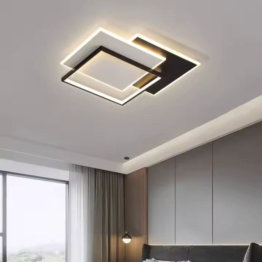 LED -csillár távirányító geometriával, 120W, 3 négyzet, hideg/forró/semleges fény, instabil, fekete