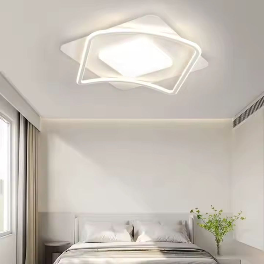 LED -csillár modern távirányítóval 106W, 2 négyzet, hideg/forró/semleges fény, instabil, fehér