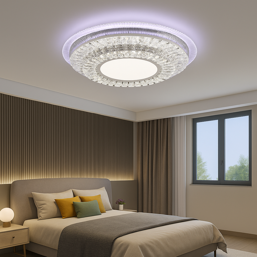 LED -csillár Miralux RGB távirányítóval, 70W, kék/hideg/meleg fény, fehér, fehér