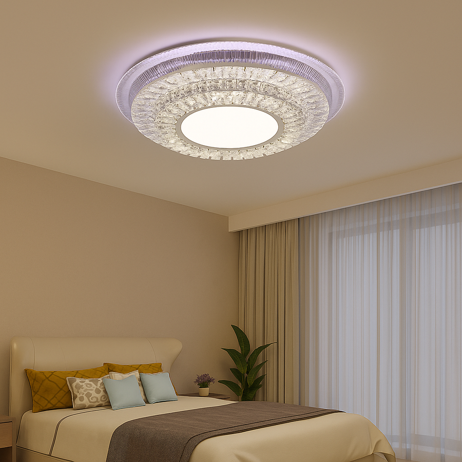 LED -csillár Miralux RGB távirányítóval, 70W, kék/hideg/meleg fény, fehér, fehér