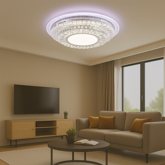 LED -csillár Miralux Krysola távirányítóval, 96W, hideg/forró/RGB fény, fekete, fekete