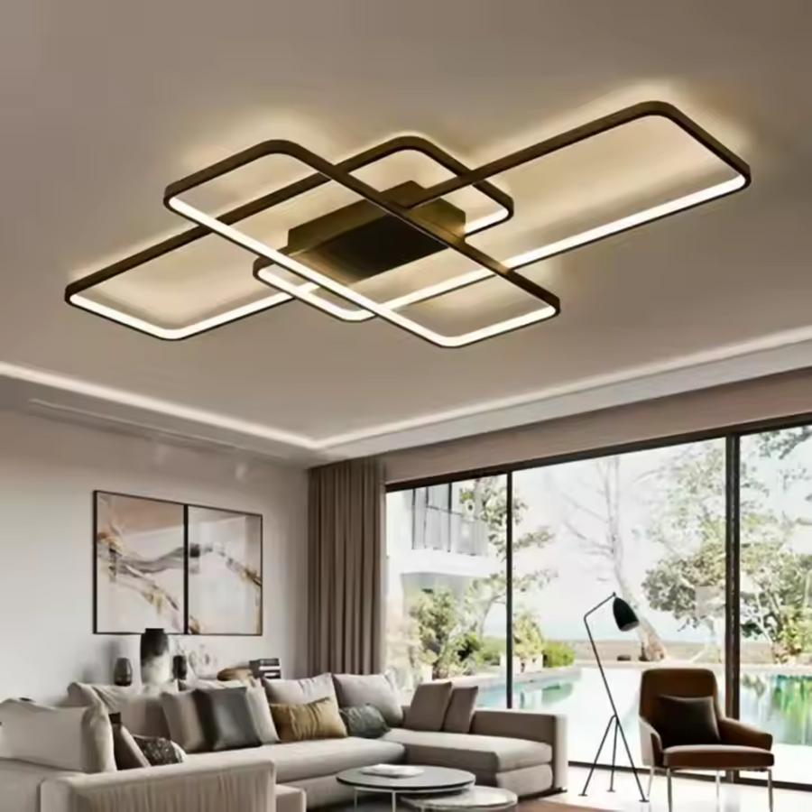 LED -csillár távirányító tengely 96W, 3 elem, hideg/forró/semleges fény, instabil, fekete